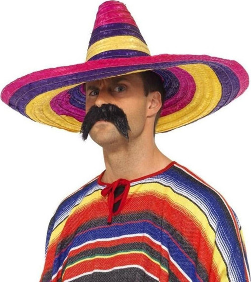 Sombrero Meksika Şapkası Renkli Örme Hasır Yetişkin Boy