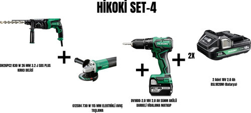 Set-4 (830 W 26 MM 3.2 J SDS PLUS KIRICI DELİCİ+730 W 115 MM ELEKTRİKLİ AVUÇ TAŞLAMA+55NM AKÜLÜ DARBELİ VİDALAMA MATKAP)