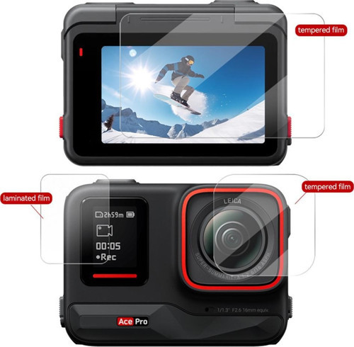 Insta360 Ace Pro/Ace Temperli Cam Ekran ve Lens Koruyucu Film Seti