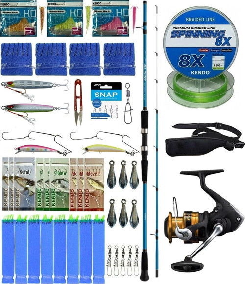 Hazır Tekne Oltası Seti Shimano Kamış Alivio Boat Quiver 1,50m 50-150g 2pc&Shimano Makina FX 4000 FC