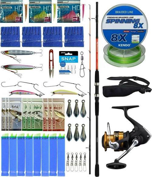 Hazır Tekne Oltası Seti Shimano Kamış Sonora Boat Quiver 1,50m 50-150g 2pc&Shimano Makina FX 4000 FC