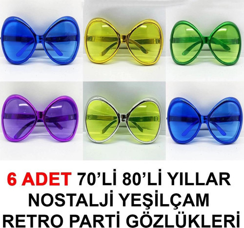 BFS 70li 80li Yıllar Nostalji Yeşilçam Retro Parti Gözlükleri 6 Adet