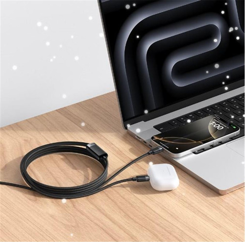 CA-7380 | USB-C - Çift USB-C 100W Manyetik Sarılabilir Şarj Kablosu
