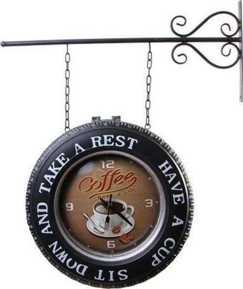 Dekoratif Coffee Temalı Gar Saati Pano Drink Temalı Vintage