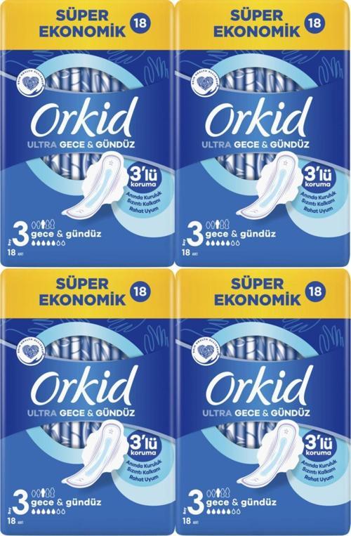Ultra Hijyenik Ped 3 Numara Gece&Gündüz 18'Li 4 Adet