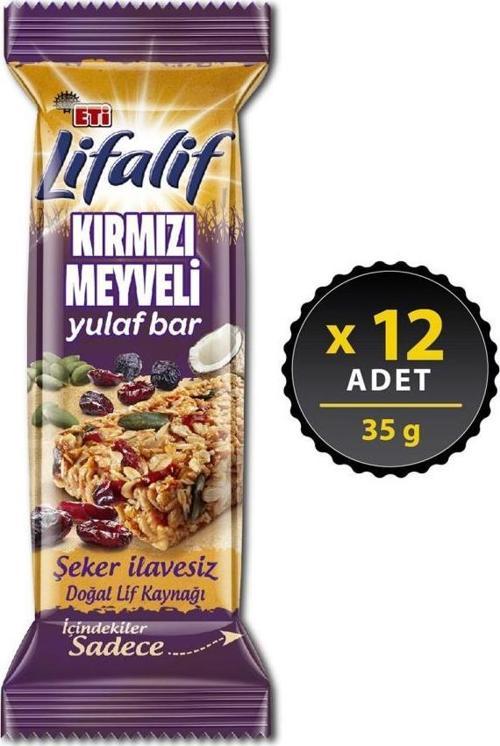 Lifalif Kırmızı Meyveli Yulaf Bar 35 g x 12 Adet