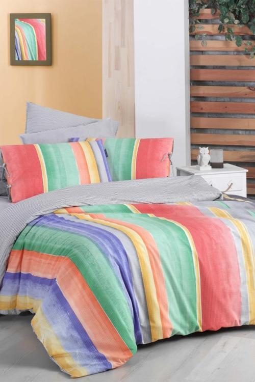 Moretti Multicolour Çift Kişilik %100 Pamuk Fancy Poplin Nevresim Takımı
