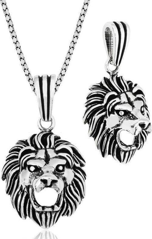 925 Ayar Gümüş Aslan Gümüş Kolye