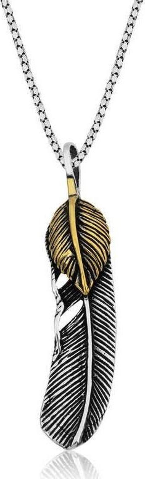 925 Ayar Gümüş Kuş Tüyü Gümüş Kolye