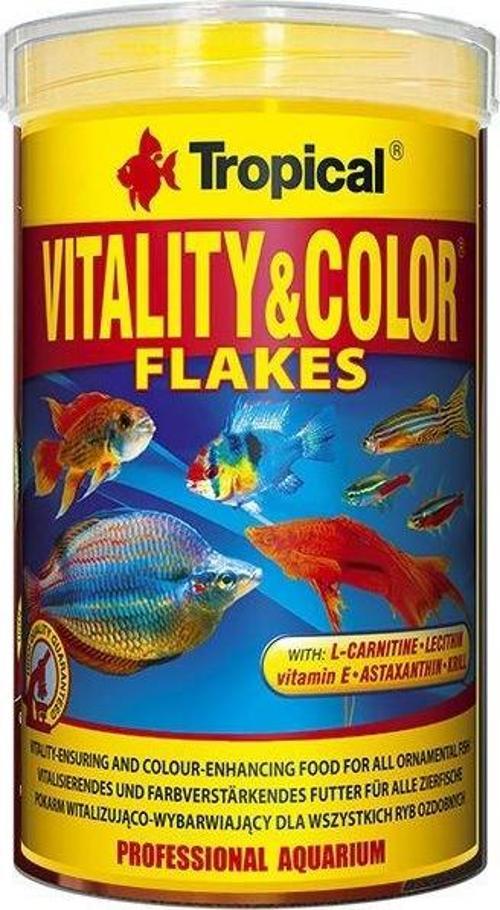 Vitality Color Flakes Tropikal Balıklar için Renklendirici Pul Balık Yemi 100 Ml 20 Gr