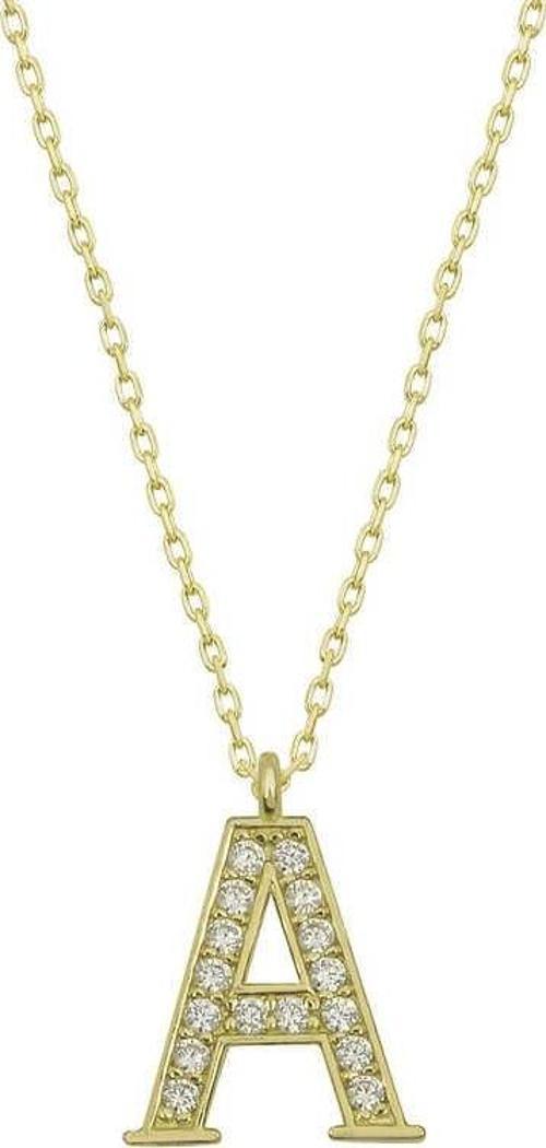 925 Ayar Gümüş Gold A Harfi Kadın Gümüş Kolye