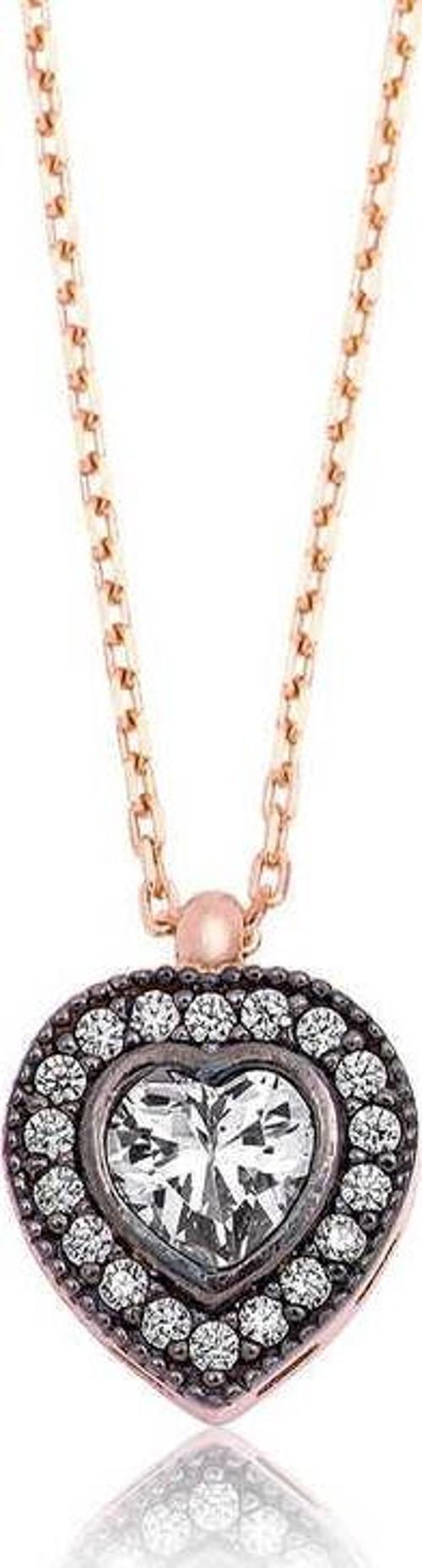 925 Ayar Gümüş Kalpli Kadın Gümüş Kolye