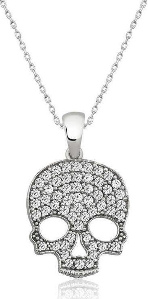 925 Ayar Gümüş Kuru Kafa Kadın Gümüş Kolye