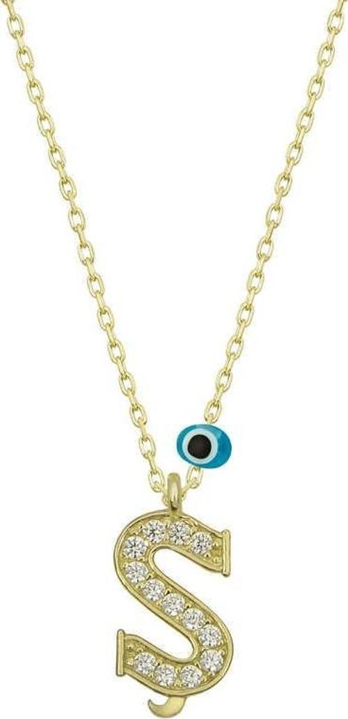925 Ayar Gümüş Nazar Gold Ş Harfi Kadın Gümüş Kolye