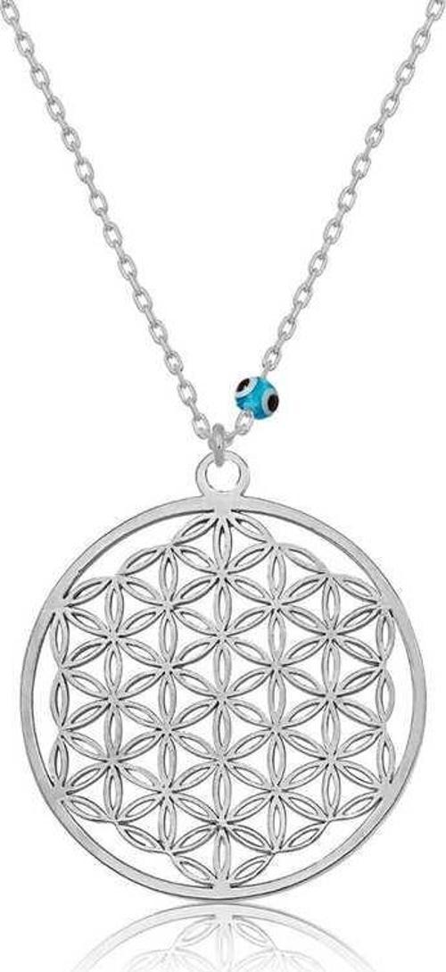 925 Ayar Gümüş Nazar Gözlü Yaşam Çiçeği Kadın Gümüş Kolye