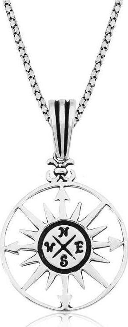 925 Ayar Gümüş Pusula Gümüş Kolye