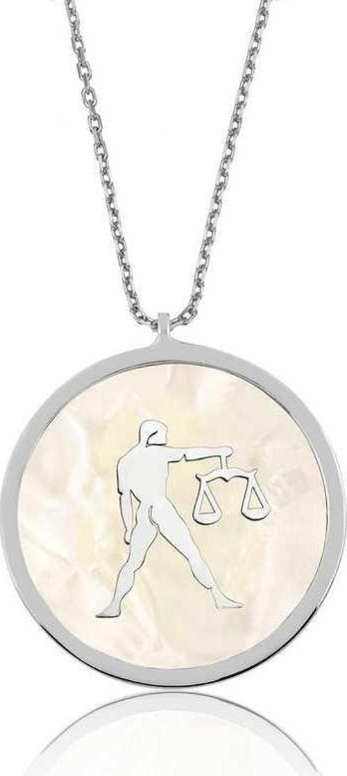 925 Ayar Gümüş Sedef Taşlı Terazi Burcu Kadın Gümüş Kolye