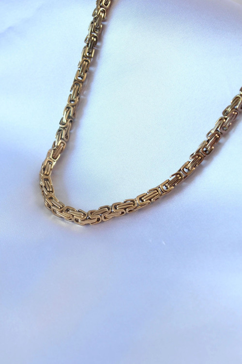 BFS 316L Çelik Gold Renk Kral Zincir Model Erkek Kolye