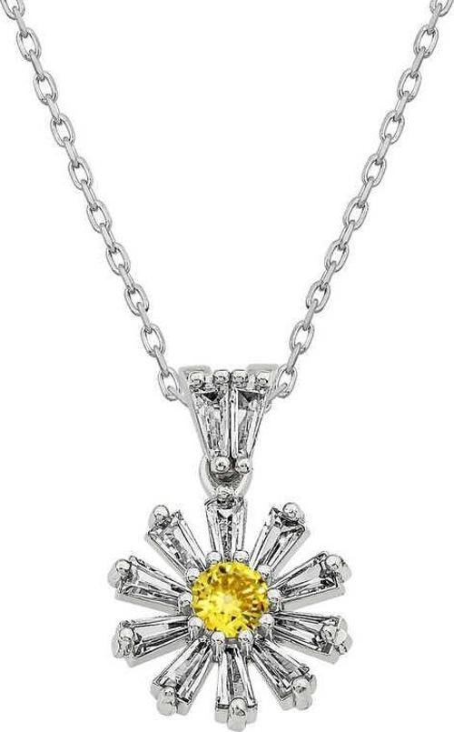 925 Ayar Gümüş Trapez Taşlı Çiçek Bayan Gümüş Kolye