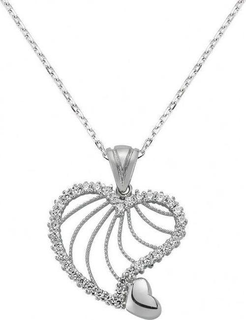 925 Ayar Gümüş Kalpli Kadın Gümüş Kolye