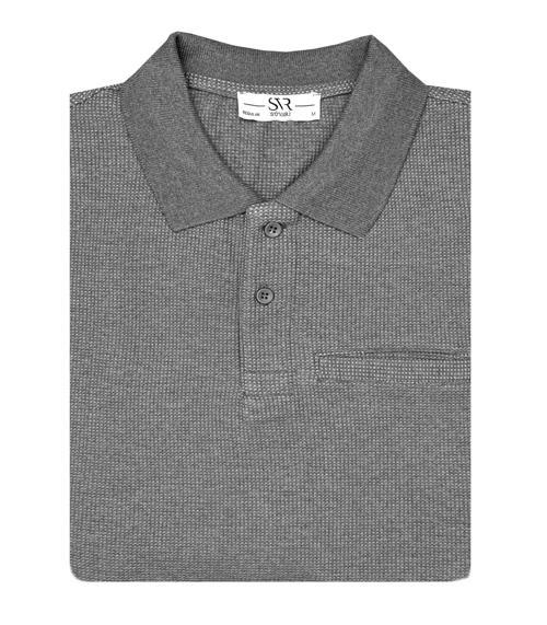 Rahat Kalıp Polo Yaka Melanjlı Cepli Uzun Kol Sweat