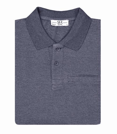 Rahat Kalıp Polo Yaka Melanjlı Cepli Uzun Kol Sweat