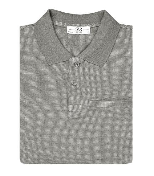 Rahat Kalıp Polo Yaka Melanjlı Cepli Uzun Kol Sweat