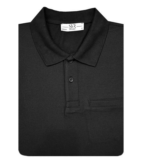 Rahat Kalıp Polo Yaka Melanjlı Cepli Uzun Kol Sweat