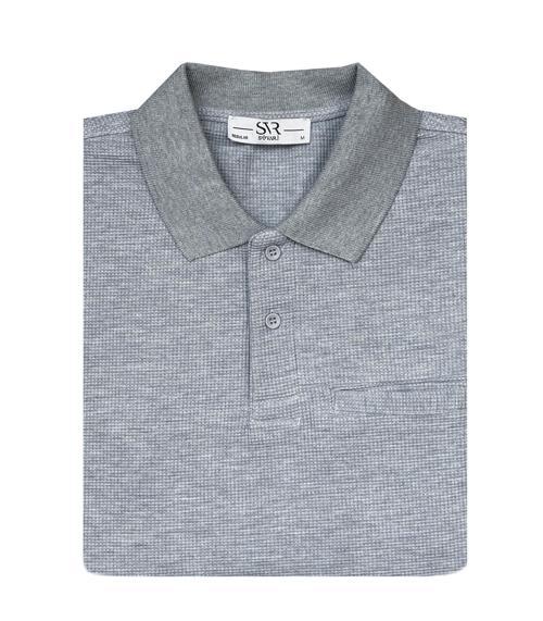 Rahat Kalıp Polo Yaka Melanjlı Cepli Uzun Kol Sweat