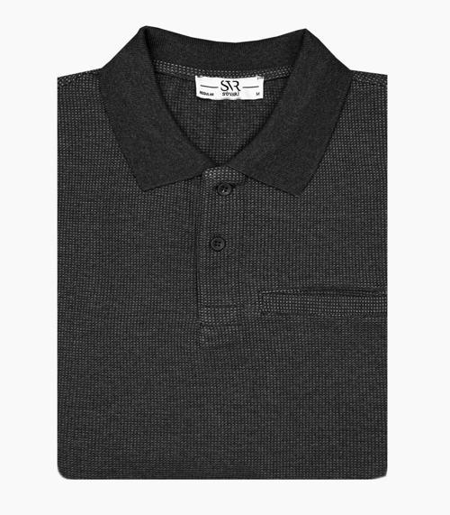 Rahat Kalıp Polo Yaka Melanjlı Cepli Uzun Kol Sweat