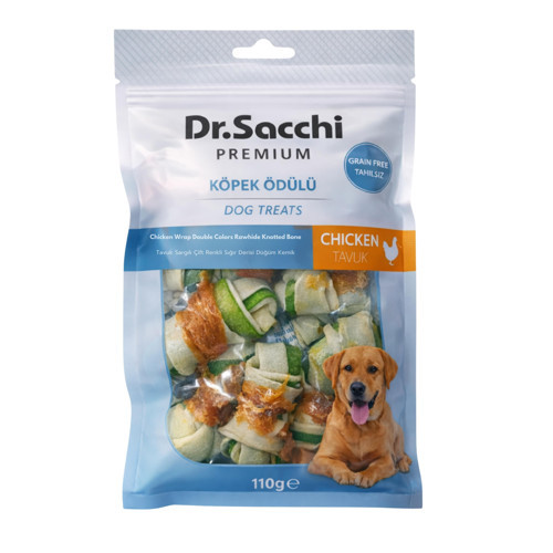 Premium Tavuk Sargılı Çift Renkli Sığır Derisi Düğüm Kemik Tahılsız Köpek Ödülü 2“ 13-15 Gr 8'li