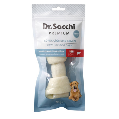 Premium Sığır Etli Sığır Derisi Genişletilmiş Düğüm Kemik Tahılsız Köpek Ödülü 5-6" 70-80 Gr 1'li