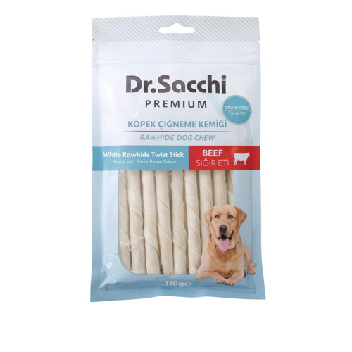 Premium Sığır Etli Beyaz Sığır Derisi Burgu Çubuk Tahılsız Köpek Ödülü 5" 7-8 Gr 15'li