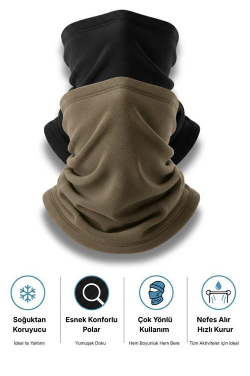 2 Li Unisex Polar Bere & Boyunluk Seti – Çok Amaçlı Kışlık Soğuk Hava Koruması 0//BEJ