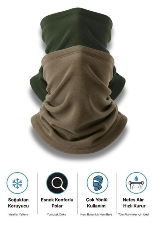 2 Li Unisex Polar Bere & Boyunluk Seti – Çok Amaçlı Kışlık Soğuk Hava Koruması 0//HAKİ