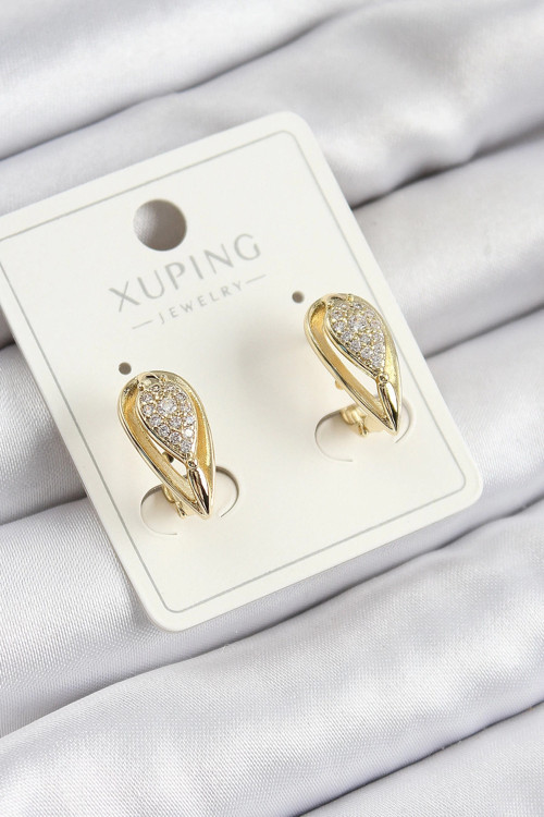 Xuping Zirkon Taşlı Damla Model Gold Renk Kadın Küpe