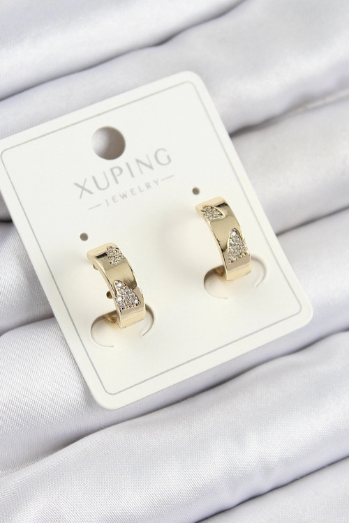 Xuping Zirkon Taşlı Desenli Halka Model Gold Renk Kadın Küpe