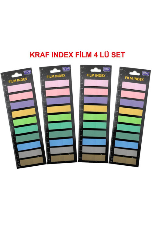 Index Fılm (PP) 12x44mm düz Şekilli 10 Renk* 20yp 4 lü set