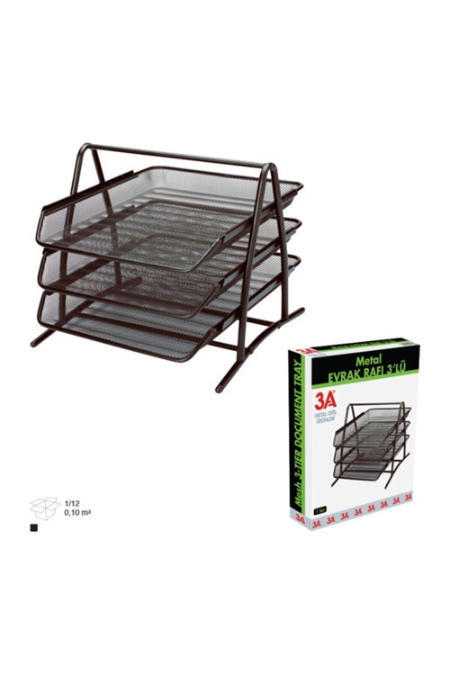 3a 3 Lü Hareketli Metal Evrak Rafı