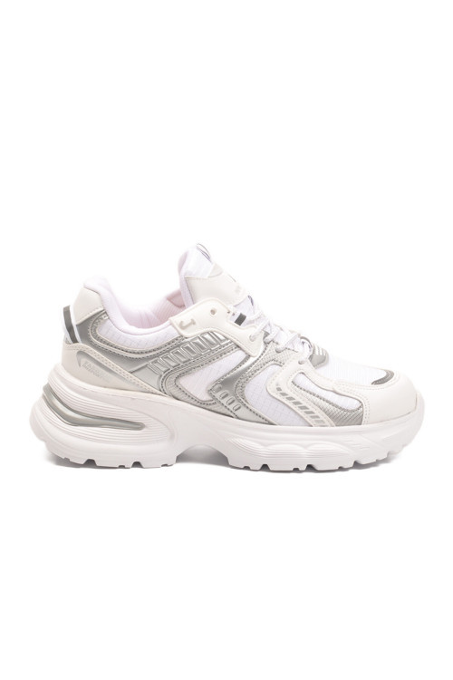Beyaz Bağcıklı Kalın Taban Hafif Kadın Sneaker 2318 G