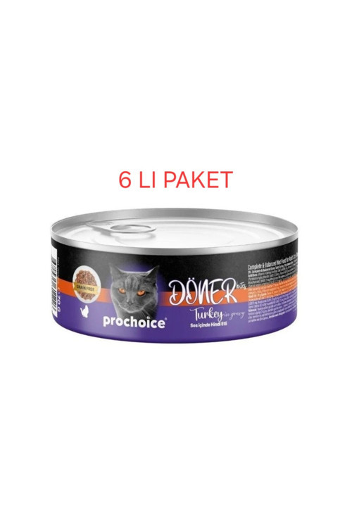 Döner Bites Sos İçinde Hindi Etli Yetişkin Kedi Konservesi 70gr - 6 lı Paket