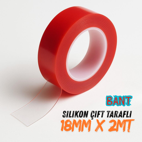 Çift Taraflı Silikon Bant Kırmızı Güçlü Yapışkanlı Su Geçirmez Bant Çerçeve Tablo Bandı 18x2m