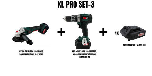 Set-3 (2.0 AH 115 MM ŞARJLI AVUÇ TAŞLAMA KÖMÜRSÜZ+2.0 AH ŞARJLI DARBELİ VİDALAMA/MATKAP KÖMÜRSÜZ)