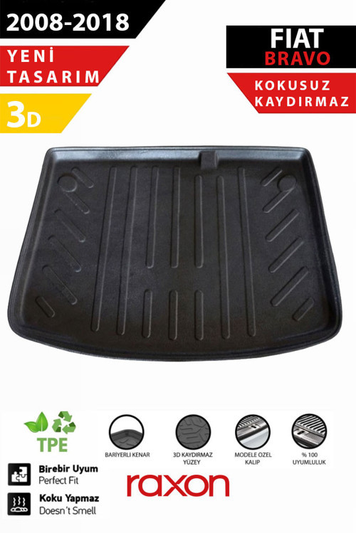 Fiat Bravo 2008–2018 Bagaj Havuzu – 3D Özel Kalıp | Su Geçirmez, Kaymaz, Tam Uyum