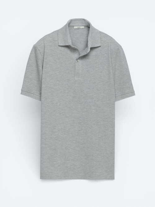 Antrasit Düz Polo Yaka Pamuk Karışımlı T-Shirt