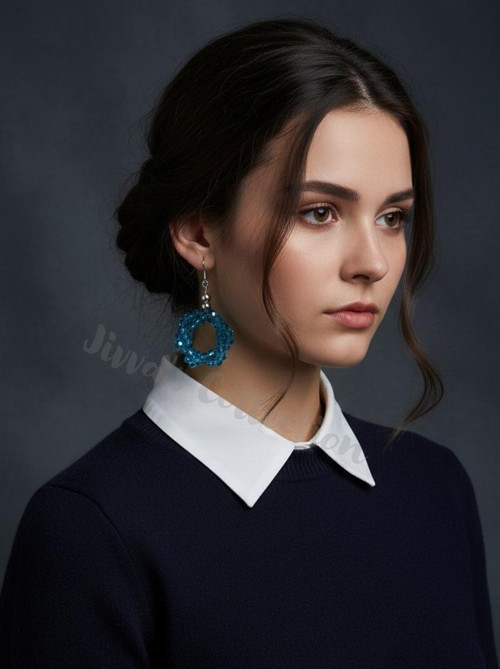 Kristal Taşli Vintage Gümüş Küpe