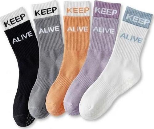 Keep Alive 5'li Paket Karışık Renkli Kaymaz Tabanlı Kadın Yoga & Pilates Çorabı