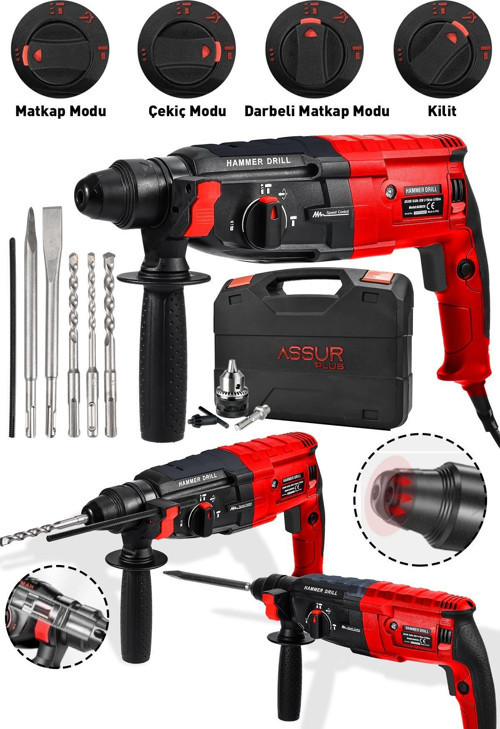 Plus Profesyonel Metal Şanzıman Kırıcı Delici Hilti Darbeli Matkap 2-28mm