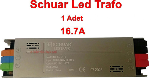 Süper Slim 12v 16.7A Şerit Led Trafosu 200w IP20 (Epox Dolgu Elektronik Devre 12 Volt 16.7 A