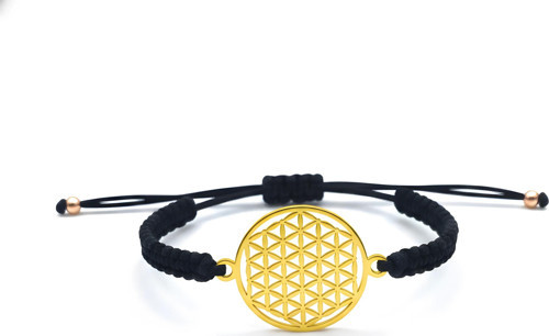 Yaşam Çiçeği Gümüş İpli Bileklik - Altın